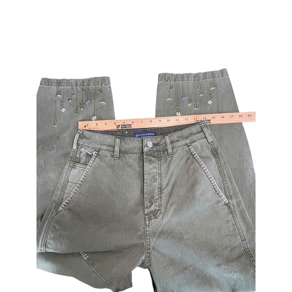 Scotch & Soda Floral-Embroidery Wide-Leg Trousers Pip Womens Green 26/30 Read - Picture 11 of 16